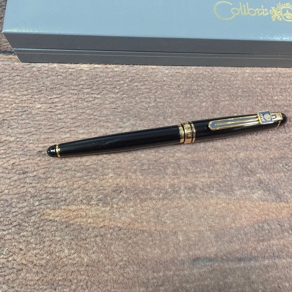 Colibri Le Grand Fountain Pen Mens OS Black Good AT&T Logo Gold Trim Box